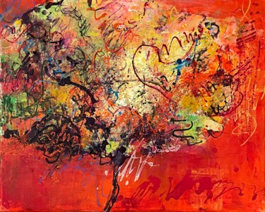 Painting titled "mon abricotier 2" by Nathalie Grange, Original Artwork, Acrylic