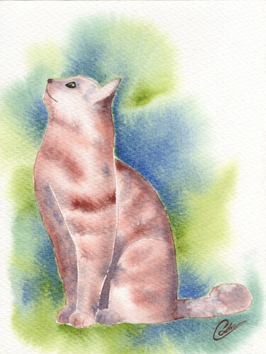 L'observateur n°1 Painting titled "L'observateur n°1" by Christelle Lachambre, Original Artwork, Watercolor