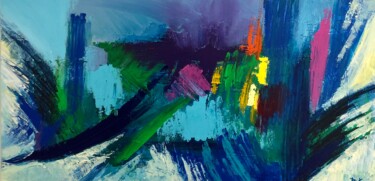 Peinture intitulée "ABSTRACT 100X50" par Michel Pawlak, Œuvre d'art originale, Acrylique