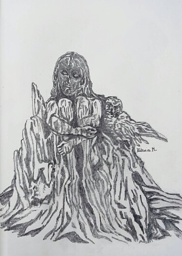 Dessin intitulée "Capturée [Carnet de…" par Patricia M. Le Démon Du Crayon, Œuvre d'art originale, Graphite