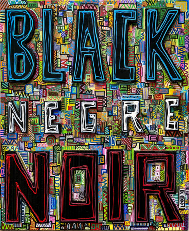 Painting titled "NOIR #8" by Denis Vincent, Original Artwork, Acrylic Mounted on Wood Stretcher frame