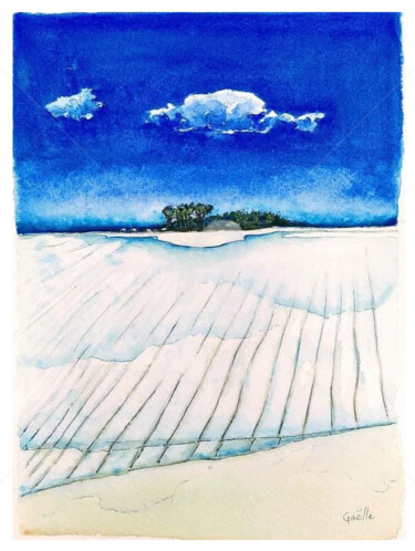 Schilderij getiteld "plage de la Bretagn…" door Gaëlle, Origineel Kunstwerk, Aquarel