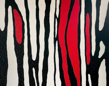 “Black, white, red stripes” Ζωγραφική με τίτλο "“Black, white, red…" από Tatiana Yasin, Αυθεντικά έργα τέχνης, Ακρυλικό Τοποθετήθηκε στο Ξύλινο φορείο σ…