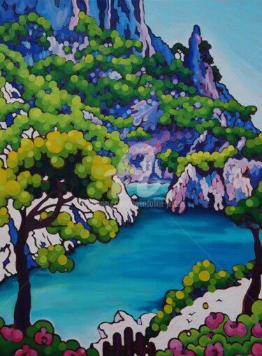 Peinture intitulée "Sugiton, calanque d…" par Gwendoline Pieters, Œuvre d'art originale, Huile Monté sur Châssis en bois
