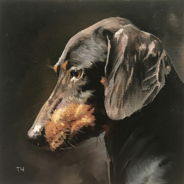 Painting titled "Miniature "Black da…" by Tatjana Cechun, Original Artwork, Oil