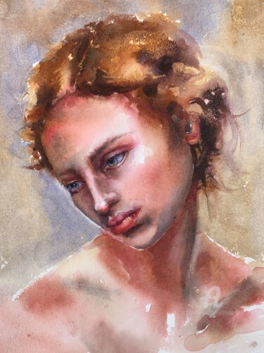 绘画 标题为““Portrait of a stra…” 由Oxana Luky, 原创艺术品, 水彩