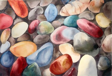 Pebbles Painting titled "Pebbles" by Daria Kamishanova, Original Artwork, Watercolor