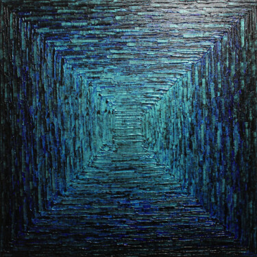 绘画 标题为“Dégradé carré bleu…” 由Jonathan Pradillon, 原创艺术品, 丙烯 安装在木质担架架上