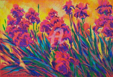 제목이 "Iris rouges"인 미술작품 Olena Polovna로, 원작, 파스텔