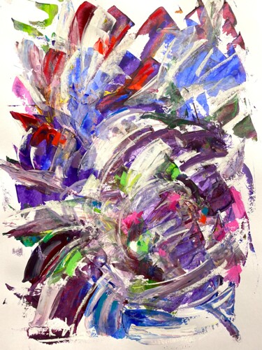 Painting titled "Fleurs sauvages dan…" by Regine Blot, Original Artwork, Acrylic Mounted on Wood Panel