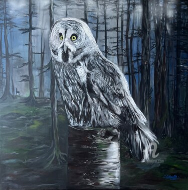 Les yeux de l’obscurité Peinture intitulée "Les yeux de l’obscu…" par Christelle Cottrelle, Œuvre d'art originale, Acrylique Monté sur Châssis en bo…