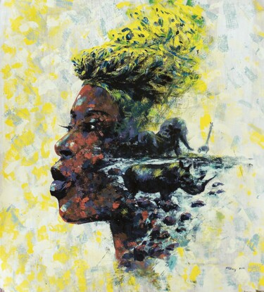 Peinture intitulée "Before sunrise" par Mbongeni, Œuvre d'art originale, Acrylique
