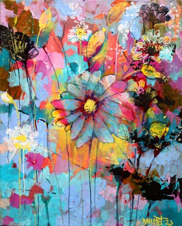 Painting titled "Favorite Flowers" by Rakhmet Redzhepov, Original Artwork, Oil Mounted on Wood Stretcher frame