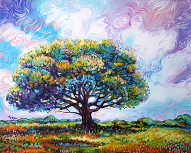 Peinture intitulée "Summer Tree" par Trayko Popov, Œuvre d'art originale, Acrylique Monté sur Châssis en bois