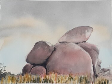 Mont Lozère rochers de granit Peinture intitulée "Mont Lozère rochers…" par Eve Elikoff, Œuvre d'art originale, Aquarelle