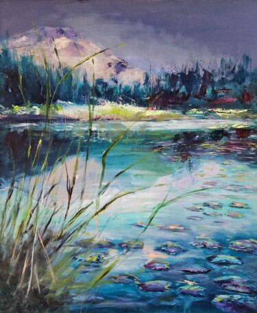 Painting titled "Riflessi annegati" by Didy, Original Artwork, Oil Mounted on Wood Stretcher frame