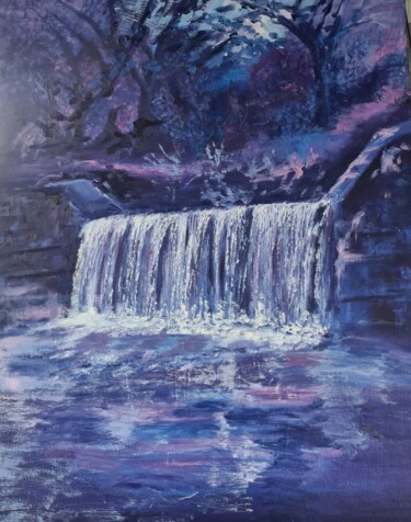 Pittura intitolato "La Cascata di Arteg…" da Didy, Opera d'arte originale, Olio Montato su Telaio per barella in legno