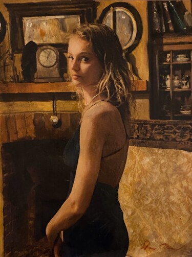 Pintura titulada "Winters Evening" por William Oxer, Obra de arte original, Oleo