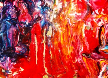 Schilderij getiteld "Three Genies on a F…" door Selena Sashina, Origineel Kunstwerk, Acryl Gemonteerd op Frame voor houten b…