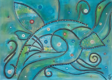 Peinture intitulée "Rêve aquatique" par Nadège Dubreuil, Œuvre d'art originale, Acrylique