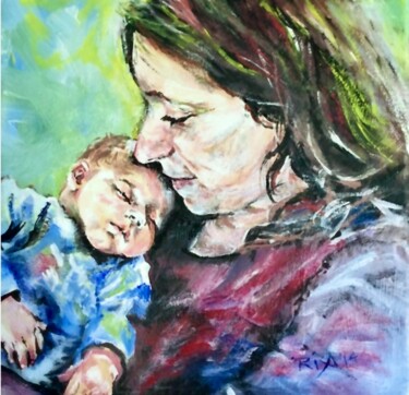 제목이 "Mother and Child"인 미술작품 Ria Saritop (Sari Top)로, 원작, 아크릴