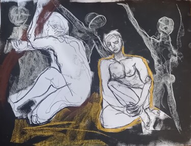 le radeau de la meduse 3 Dessin intitulée "le radeau de la med…" par Evelyne Cassan, Œuvre d'art originale, Pastel