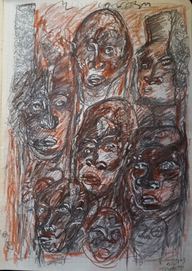 Desenho intitulada "bigoudène." por Thierry Pujalte, Obras de arte originais, Conté