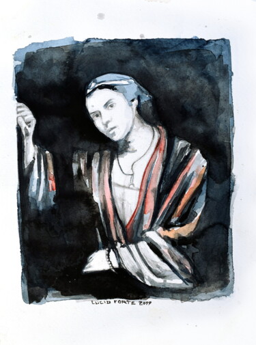Painting titled "Hendrickje Stoffels" by Lucio Forte, Original Artwork, Watercolor