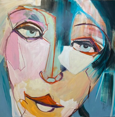 T67 MELANCOLIQUE DANS L'ATTENTE Peinture intitulée "T67 MELANCOLIQUE DA…" par Francoise Leblanc, Œuvre d'art originale, Acrylique Monté sur Châssis en bois
