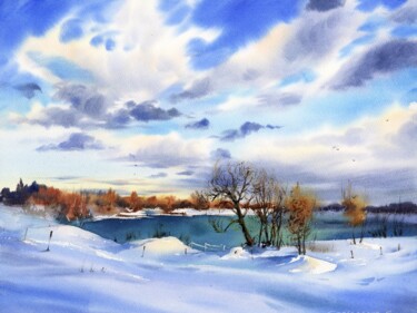 Peinture intitulée "Winter day" par Eugenia Gorbacheva, Œuvre d'art originale, Aquarelle