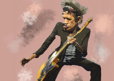 제목이 "keith Richards"인 디지털 아트 Michel Fourgon로, 원작, 디지털 페인팅