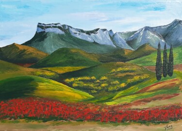 绘画 标题为“Paysage de la Drôme” 由Dany Santelli, 原创艺术品, 丙烯 安装在木质担架架上