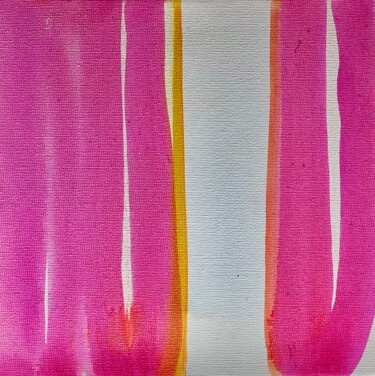 Schilderij getiteld "Lignes couleurs 1" door Véronique Missud (Musique), Origineel Kunstwerk, Inkt Gemonteerd op Frame voor…