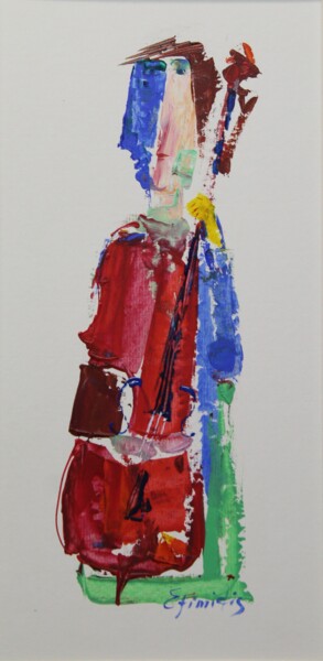 cellist Pittura intitolato "cellist" da Konstantinos Efimidis, Opera d'arte originale, Acrilico