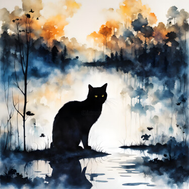 数字艺术 标题为“Cat in nature” 由Pict T Mosb, 原创艺术品, AI生成的图像