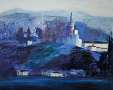 Pittura intitolato "Pennellate Viola" da Didy, Opera d'arte originale, Olio Montato su Telaio per barella in legno