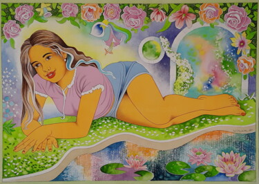 Malerei mit dem Titel "Spring Feeling" von Winfried Musial, Original-Kunstwerk, Aquarell