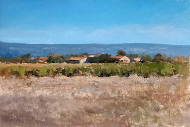 Peinture intitulée "Vignes dans le Lube…" par Pascal Giroud, Œuvre d'art originale, Huile