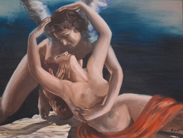 Amore e Psiche Pittura intitolato "Amore e Psiche" da Manuela Girgenti, Opera d'arte originale, Olio Montato su Telaio per barella in legno