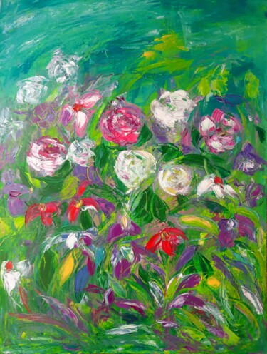Painting titled "Blanc quelque part" by Sandra Land, Original Artwork, Oil