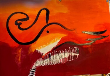 Peinture intitulée "L'oiseau de paradis" par Mariza Jonath, Œuvre d'art originale, Acrylique Monté sur Châssis en bois