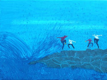 frolicking on the rocks 绘画 标题为“frolicking on the r…” 由Yeshaya Dank, 原创艺术品, 水彩
