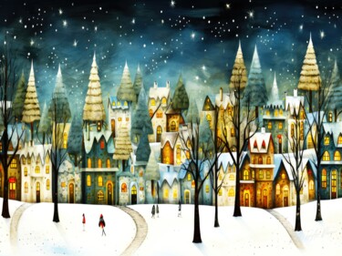 Winter In Canada - Christmas City Arts numériques intitulée "Winter In Canada -…" par Sykart Designs, Œuvre d'art originale, Image générée par l'IA