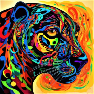 数字艺术 标题为“Jaguar Cat - Jaguar…” 由Sykart Designs, 原创艺术品, AI生成的图像