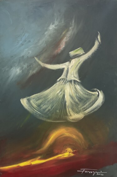 "Whirling Dervishes…" başlıklı Tablo Shafique Farooqi tarafından, Orijinal sanat, Petrol