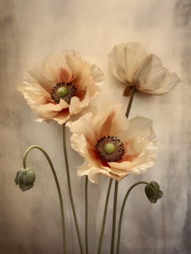 数字艺术 标题为“Poppies 29” 由Bilge Paksoylu, 原创艺术品, AI生成的图像