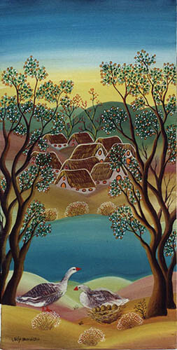 제목이 "Laghetto con anatre"인 미술작품 Guja Brunvich로, 원작