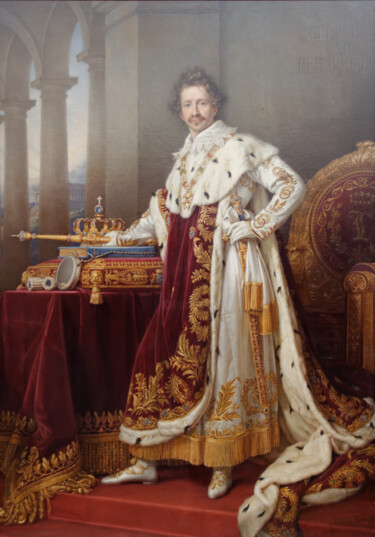 Louis Ier de Bavière en habit de couronnement Peinture intitulée "Louis Ier de Bavièr…" par Joseph Karl Stieler, Œuvre d'art originale, Huile