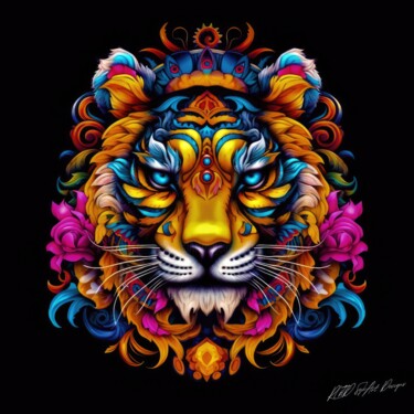 数字艺术 标题为“Tiger Face - Psyche…” 由Sykart Designs, 原创艺术品, AI生成的图像