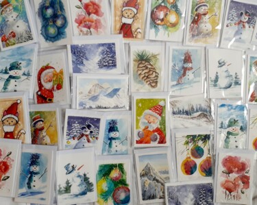 绘画 标题为“Cartes de Noël 🎄” 由Catherine Dufrene (Katy), 原创艺术品, 水彩